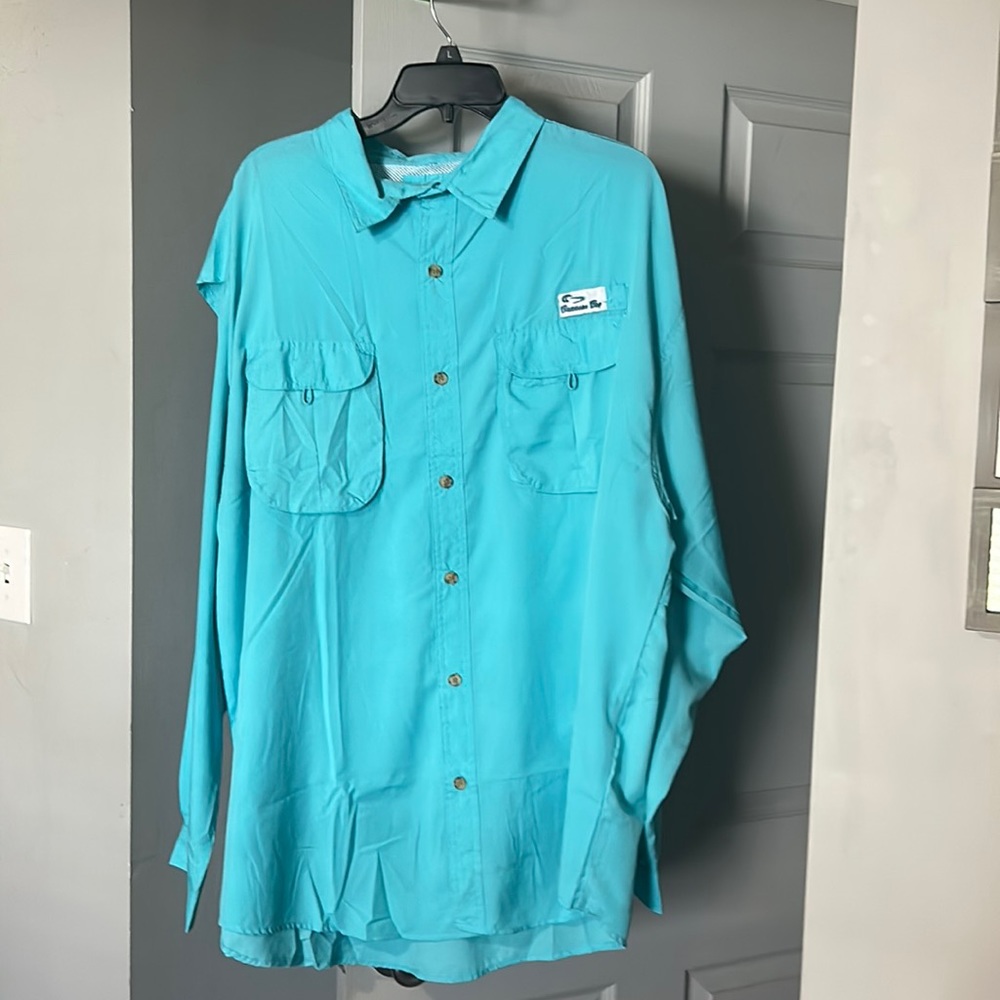 Teal men’s fishing shirt long sleeves size XXL